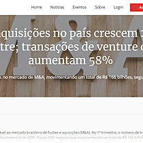 Fuses e aquisies no pas crescem 26% no 1 trimestre; transaes de venture capital aumentam 58%